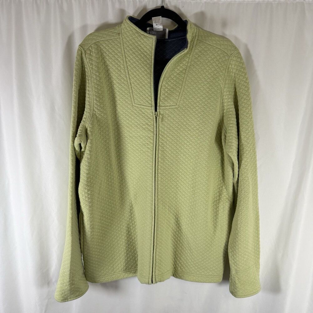 Sport Savvy Sweater Jacket Women's Large Green Quilted Full Zip Long Sleeve